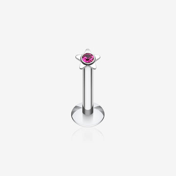 Sparkle Star Top Internally Threaded Labret-Fuchsia